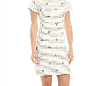 Joules White and Black Striped Dress